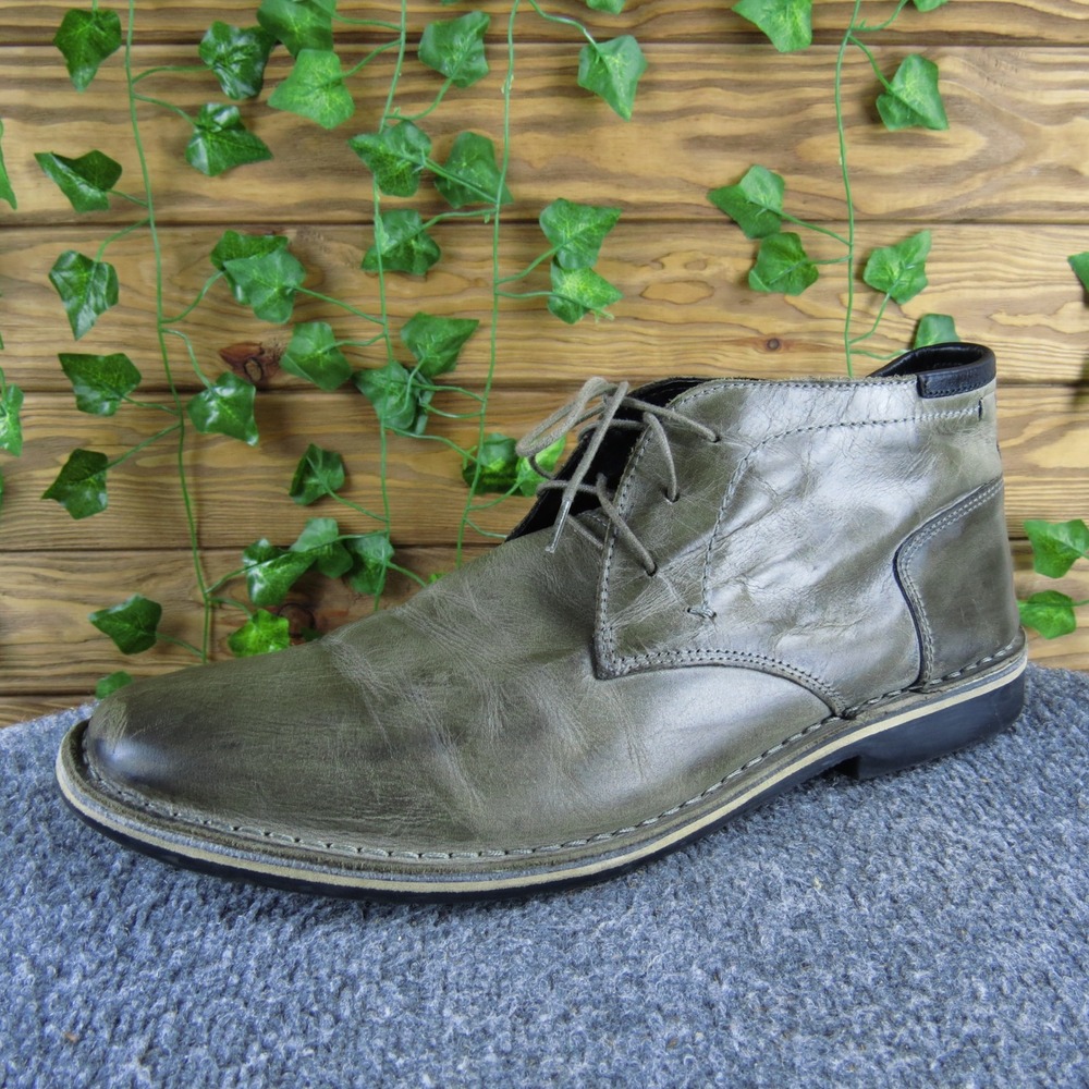 Steve Madden Hestonn 667 Men Gray Leather‎ Chukka Boots Size 11.5 Lace Up Casual